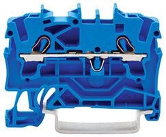 2002-1204 - 2 Conduct Through Terminal Block, Push in Cage Clamp, 35mm DIN Rail Mount, 22AWG to 12AWG, 800V, 24A, Blue