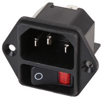 DC11.0021.001 - Switched IEC C14 Inlet with Red illumination and Quick Connect Terminals