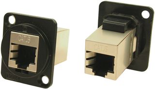 CP30222SMB - Shielded FTP Cat6 RJ45 to RJ45 Feedthrough Panel Mount Connector, Black Metal XLR Frame