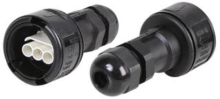 185-0A1011-P030-1 - Aqua-Safe In-Line Waterproof Connector, Female Housing, 3 Pole Plug, 9mm Cable