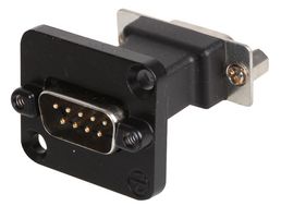 NADB9MF-B - 9 Way D-Sub Plug to Socket Panel Mount Feedthrough Adaptor, Black Metal D-Shape Housing