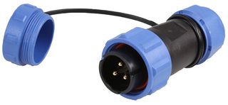 PELR0157 - Circular Threaded Inline Connector Plug, 3-Pole, 7-12mm, IP68