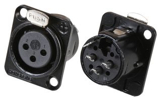 PSG08740 - 3 Pole XLR Chassis Mount Nickel Socket, Black