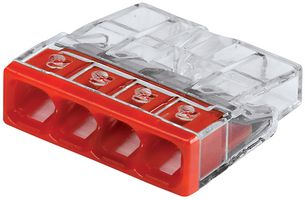 2773-404 - 4 Way PUSH WIRE® Splice Connector, 12AWG - 20AWG, 4mm, Red