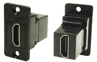 CP30600G - HDMI Socket to HDMI Socket Slim Feedthrough Connector, CSK Holes, Plastic, Black