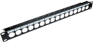 FFDU16CM - 19" 1U D Universal XLR Type Port Panel with Cable Management Bar, 16 Ports