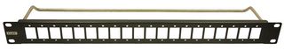CP30161 - 20 Port 1U Slim Panel with Cable Bar, Plain Holes