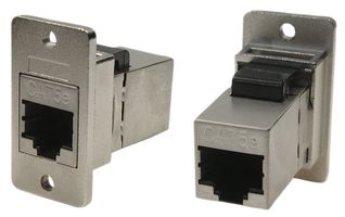 CP30620SMX1 - RJ45 Cat5e Socket to RJ45 Cat5e Socket Slim Feedthrough Connector, 3.2mm Plain Holes, Nickel Frame