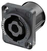 NL2MDXX-V - 2 Pole SpeakON Chassis Connector, Black D-size Flange, Vertical PCB Mount