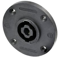NL4MPRXX - 4 Pole Chassis Connector, Black Round G Size Flange, Countersunk Holes