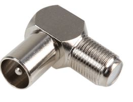 PROCON39 - TV Coax Plug to F Connector Socket Adaptor, Right Angle, 75 Ohm, Pack of 50