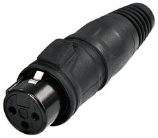 RCX3F-Z-002-0 - 3 Pole XLR Socket, IP65, Black, Gold Plated Contacts