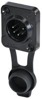RRX5M-Z-001-0 - 5 Pole Front Panel Mount XLR Plug, D Size, IP65, Black, Tin Plated Contacts