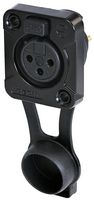 RRX3F-Z-001-0 - 3 Pole Front Panel Mount XLR Socket, D Size, IP65, Black, Tin Plated Contacts