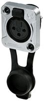 RRX3F-Z-002-0 - 3 Pole Front Panel Mount XLR Socket, D Size, IP65, Black, Gold Plated Contacts