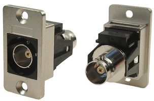 CP30638M - Slim Feedthrough BNC Socket to BNC Socket Panel Mount Connector, 75 Ohm, Nickel Frame CSK Holes
