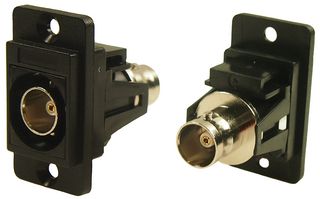 CP30738 - Dual Entry Slim Feedthrough BNC Socket to BNC Socket Panel Mount Connector, 75 Ohm, Black Plastic, CSK Holes,