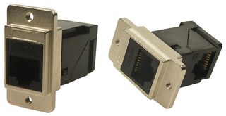CP30751M3 - Dual Slim RJ45 Cat5e Right Angle Socket to RJ45 Cat5e Straight Socket, Nickel Frame, M3 Holes