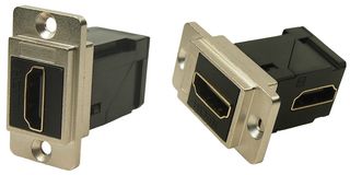 CP30753M - Dual Slim HDMI Right Angle Socket to HDMI Straight Socket, Nickel Frame, CSK Holes