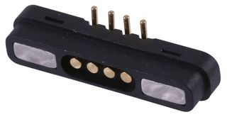 686L0421350120E - 4 Pin Magnetic Pogo Connector, Rectangular Socket, Right Angle
