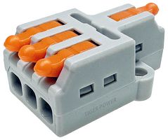 TGR-QC-1-3 - 1 Way In 3 Way Out Quick Wire Lever Lock Terminal Block Connector Splitter, 32A, 250V AC,  Pack of 5