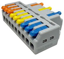 TGR-QC-3-9 - 3 Way in, 9 Way Out, Quick Wire Splice Lever Lock Terminal Block Connector Splitter, 32A, 250V AC,  Pack of 5