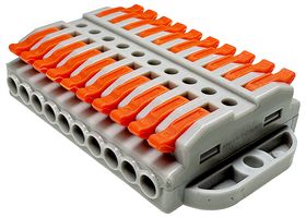 TGR-QC-10-10 - 10 Way, Quick Wire Splice Lever Lock Terminal Block Connector, 32A, 600V AC