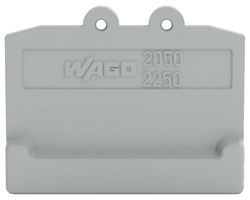 2050-391 - 2 Conductor Snap In Mount Terminal Block End and Intermediate Plate, Grey