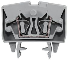 264-701 - 2 Conduct Miniature Through Terminal Block, Cage Clamp, 15mm Rail, 28AWG to 12AWG, 24A
