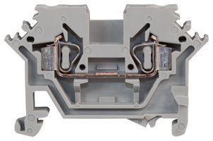 280-601 - 2 Conductor Through Terminal Block, 28AWG to 12AWG, 35mm DIN Rail, Cage Clamp, 24A, 800V