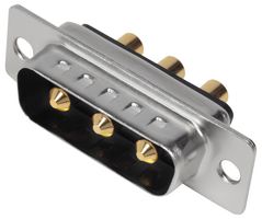 MHCDD3W3P4 - 3W3 Combination Power and Signal D Sub Plug, Vertical Solder Pins, 40A