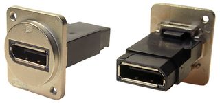CP30233M3 - DisplayPort Socket to DisplayPort Socket Feedthrough Coupler, Silver Metal, M3 Pain Holes