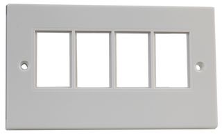 CS00258 SINGLE - 2-Gang Front Plate with Quad Module Aperture White