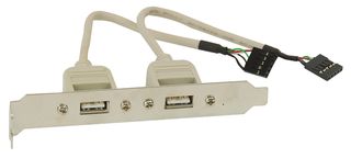 PP01901 - 2x USB 2.0 A Female to 2x USB Header Slot Plate Adaptor, 0.18m