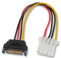 AK-CBPW03-15 - 4 Pin Molex Female to 15 Pin SATA Male Connector Lead, 0.15m