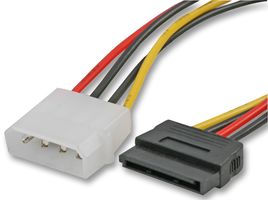PSG90304 - 4 Pin Molex Male to 15 Pin SATA Power Female Lead, 0.2m