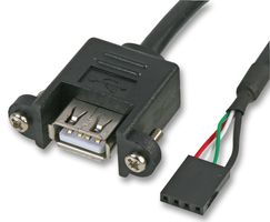 AK-CBUB06-60BK - Panel Mount USB Female to Internal 4 Pin USB Header Lead