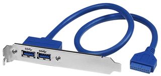 USB3SPLATE - 2x USB 3.0 Female to 20 Pin USB Header Slot Plate Adaptor, 0.5m