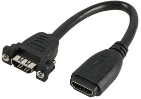 PSG90832 - Panel Mount HDMI Female to Female Lead, 150mm High Speed Black