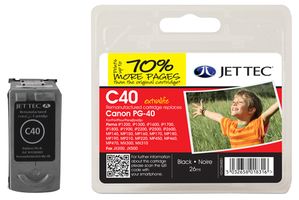 C40 - ExtraLife Remanufactured Ink Cartridge, Black - Replaces Canon PG-40