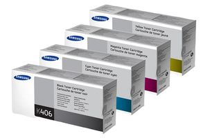 CLT-P406C/ELS - Black, Cyan, Magenta & Yellow Toner Cartridge Value Pack - BK 1500, C/M/Y 1000 Pages