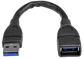 USB3EXT6INBK - USB 3.0 A Male to Female Extension Lead, 0.15m Black