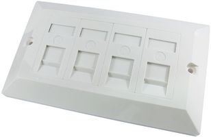 UT-899004 - 2 Gang 4 Socket RJ45 Cat5e Faceplate, White