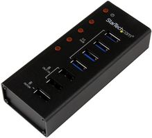 ST4300U3C3 - 4 Port USB 3.0 Hub with 3x USB Charging Ports - Wall Mountable Mains Powered