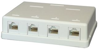 SKH4 - Cat6 Tool-less Surface Mount Sockets, 4 Port