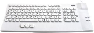 KYBNA-SIL-COMCWH - AccuMed IP67 Antibacterial Medical Keyboard with Mousepad, White