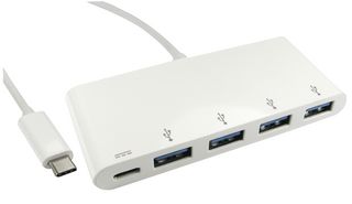USB3C-HUB4BP-WPD - 4 Port USB 3.0 Hub, USB-C to 4x USB-A and USB-C Power Delivery, White