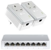 TL-PA4010P KIT+TL-SF1008D - AV600 Powerline Passthrough Starter Kit & Free 8 Port 10/100Mb/s Desktop Switch