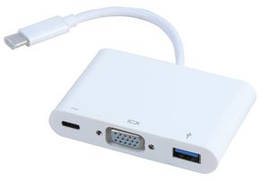 PSG91586 - USB-C to VGA & USB 3.0 Adaptor with Power Delivery, White