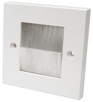 SX6004W - Single Gang Brush Plate, White Frame / Transparent White Brush